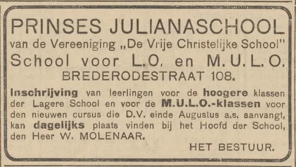 Afbeelding uit: juni 1925. Advertentie in dagblad De Amsterdammer, 27 juni 1925.
