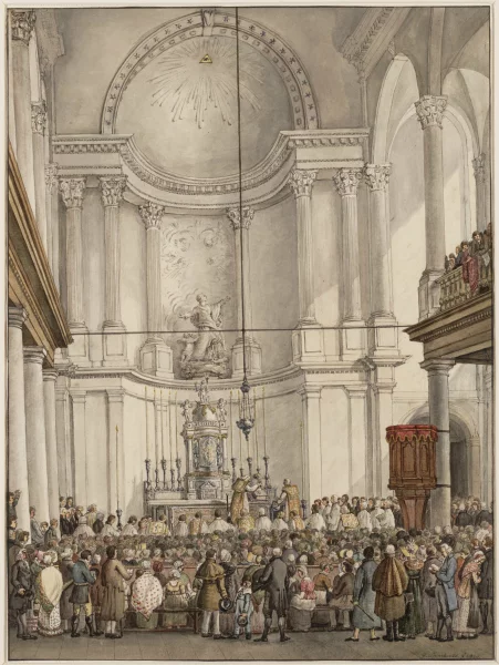 Afbeelding uit: circa 1820. De inwijding van de kerk, februari 1820.
Bron afbeelding: SAA, bestand 010094001388.