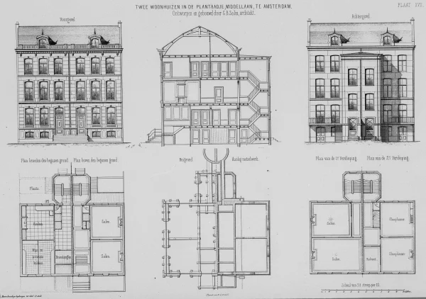 Afbeelding uit: 1865. De bouwtekening. Gepubliceerd in Bouwkundige Bijdragen 16, 1867.