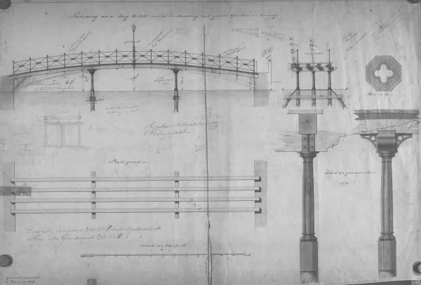Afbeelding uit: 1857. Het ontwerp van de oorspronkelijke brug.