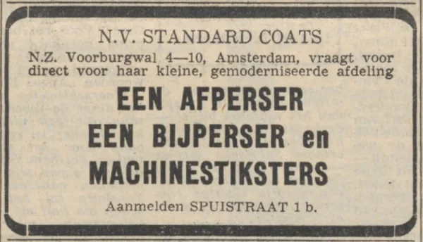 Afbeelding uit: april 1955. Afperser gezocht. Advertentie in de Volkskrant van 27 arpil 1955.