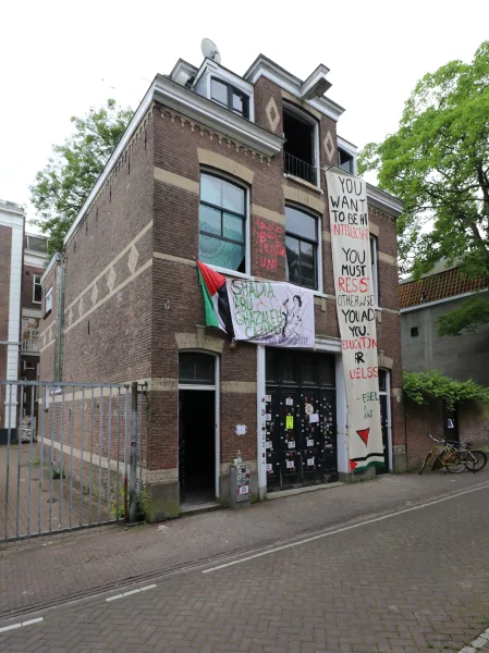 Afbeelding uit: mei 2024. Gekraakt. De krakers zeiden op te komen voor de rechten van Palestijnen.