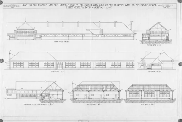 Afbeelding uit: 1923. Gevelaanzichten: noordwest en zuidoost.