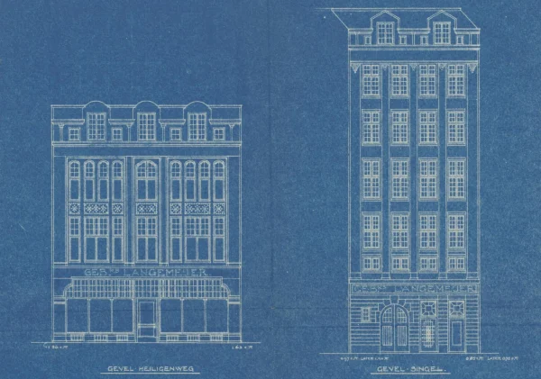 Afbeelding uit: februari 1914. Het ontwerp van de gevels.