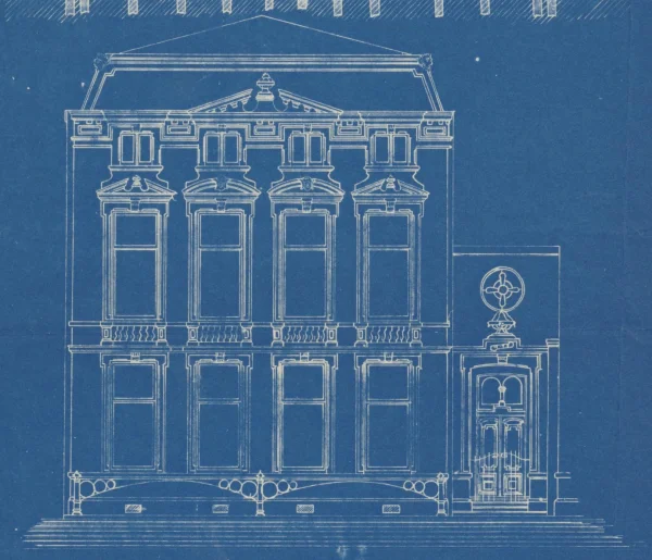 Afbeelding uit: 1879. Het ontwerp van Mulder voor de voorgevel.