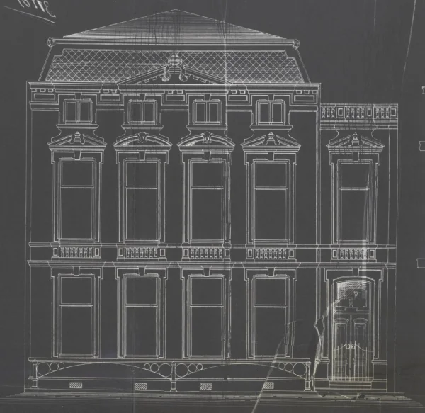 Afbeelding uit: 1891. In 1891 werd het poortgebouwtje verhoogd.