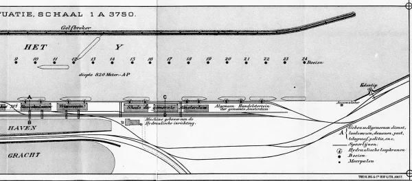 Afbeelding uit: 1893. Situatie in 1892. De grote pakhuizen zijn gereed.
Bron afbeelding: SAA, bestand 010056915546.