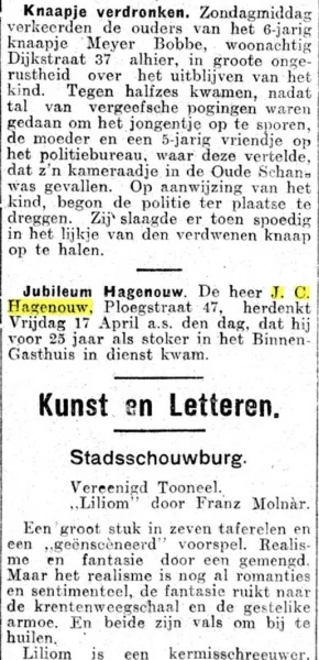 Afbeelding uit: april 1925. Jubileum Hagenouw in Het Volk van 14 april 1925.