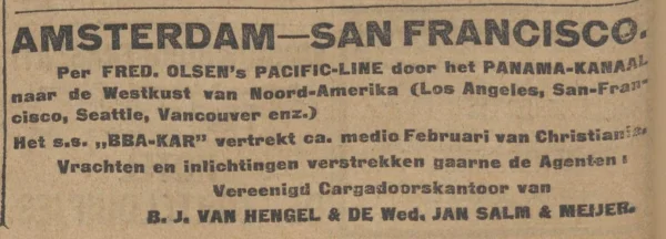 Afbeelding uit: januari 1915. Advertentie van de firma in het Algemeen Handelsblad van 7 januari 1915.