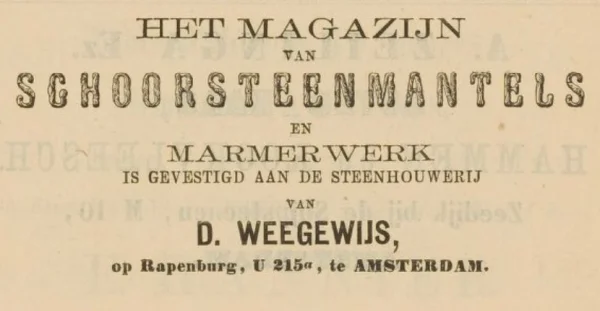 Afbeelding uit: 1871. Advertentie voor de winkel van Weegewijs uit 1871.