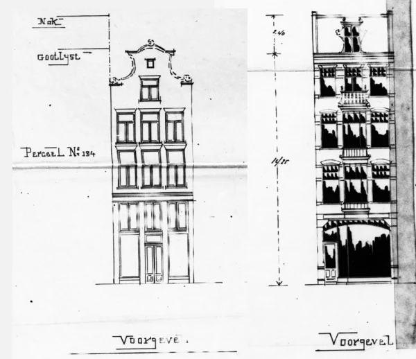 Afbeelding uit: 1901. Collage met links de oude gevel en rechts de nieuwe van Boon.
Bron afbeelding: SAA, bestand 5221BT901428.