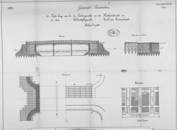 Afbeelding uit: 1891. Ontwerptekening van de brug (tegelijk ook van brug 183).