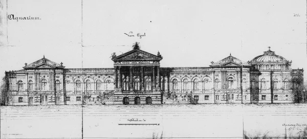 Afbeelding uit: januari 1880. Ontwerptekening van de voorgevel.
Bron afbeelding: SAA, bestand 1315BT900008.