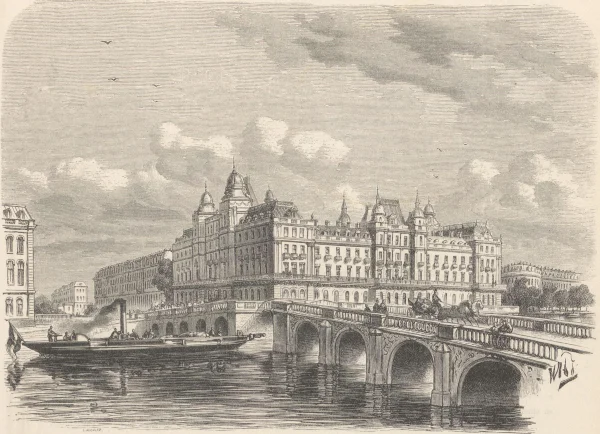 Afbeelding uit: 1865. Tekening van het volledige plan, zoals gebruikt in het prospectus van het hotel (prent gemaakt door Johann Georg Hechler naar een tekening van Willem Hekking jr.; collectie Rijksmuseum).