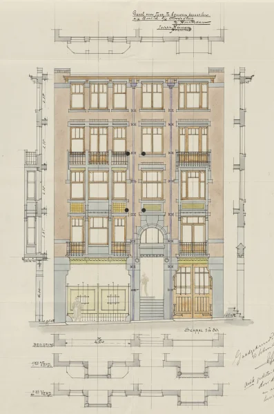 Afbeelding uit: 1910. Het ontwerp van Joseph Herman voor de voorgevel.