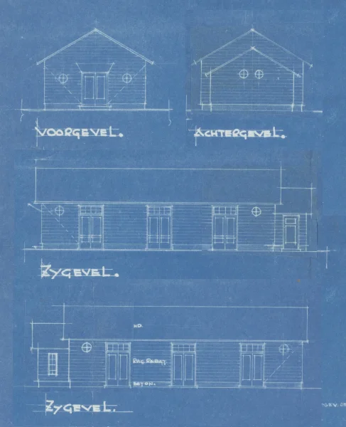 Afbeelding uit: maart 1936. Geveltekeningen.