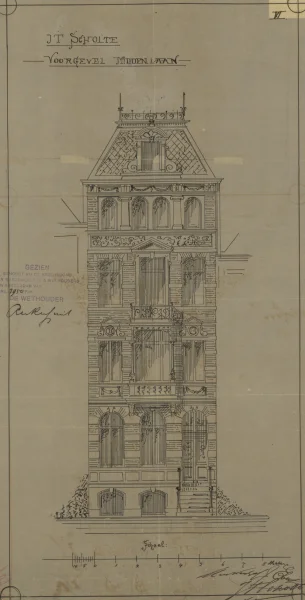 Afbeelding uit: 1885. Het gevelontwerp van Henkenhaf en Ebert.