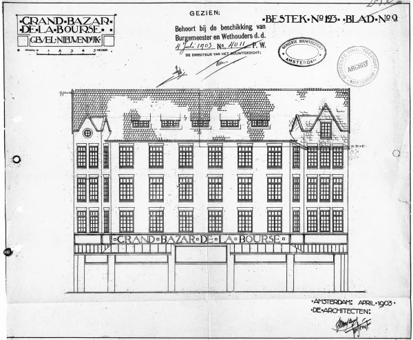Afbeelding uit: april 1903. Gevel Nieuwendijk.
Bron afbeelding: SAA, bestand 5221BT900764.