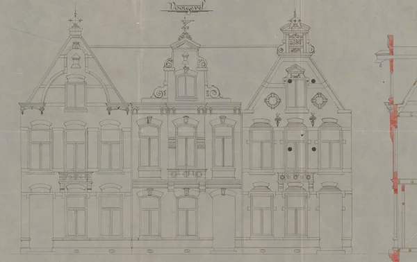 Afbeelding uit: 1888. Het ontwerp van de voorgevels.