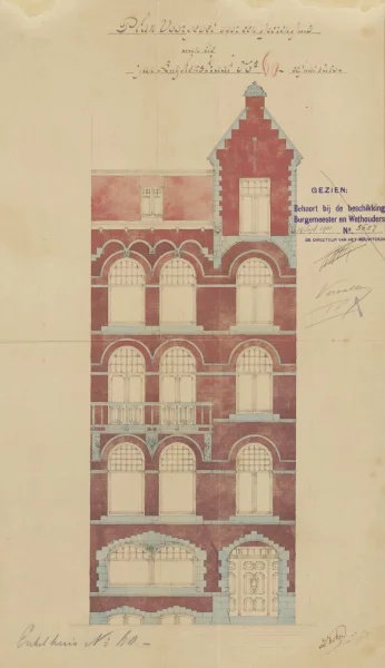 Afbeelding uit: 1901. "Plan Voorgevel voor een heerenhuis aan de Jan Luykenstraat Nº 60"