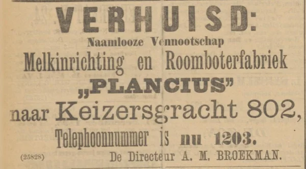 Afbeelding uit: december 1895. Verhuisbericht in het Algemeen Handelsblad van 1 december 1895.