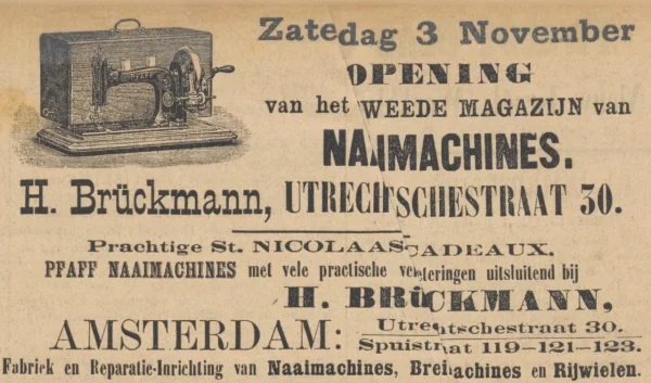 Afbeelding uit: november 1894. Advertentie van Brückmann in het Nieuw Israelietisch Weekblad van 2 november 1894.