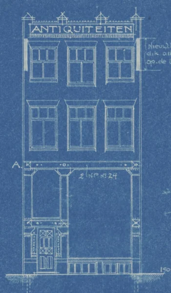 Afbeelding uit: 1909. Het aanvankelijke plan voor de voorgevel.