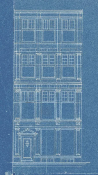 Afbeelding uit: 1910. Het uiteindelijke ontwerp van de voorgevel.
