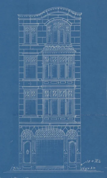 Afbeelding uit: 1913. Het ontwerp van de voorgevel.