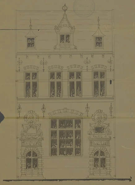Afbeelding uit: 1884. Het ontwerp van de voorgevel.