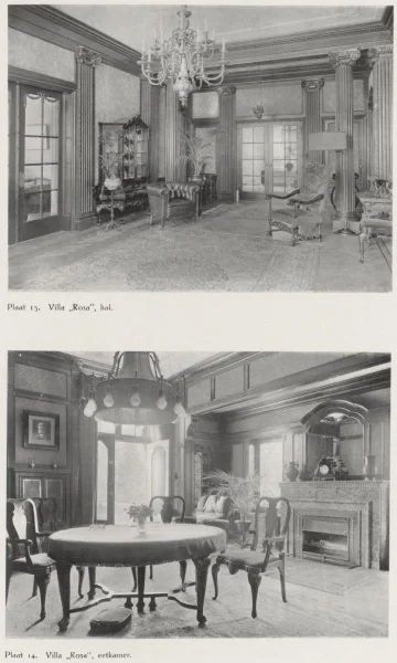 Afbeelding uit: circa 1915. Interieur: hal en eetkamer.