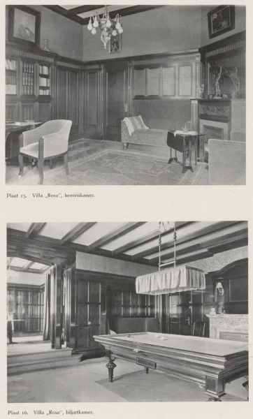Afbeelding uit: circa 1915. Interieur: herenkamer en biljartkamer.