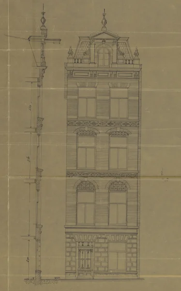 Afbeelding uit: 1886. Het ontwerp van de voorgevel.