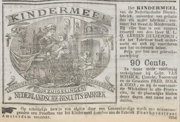Afbeelding uit: mei 1888. Advertentie voor kindermeel in het Utrechtsch provinciaal en stedelijk dagblad, 27 mei 1888.