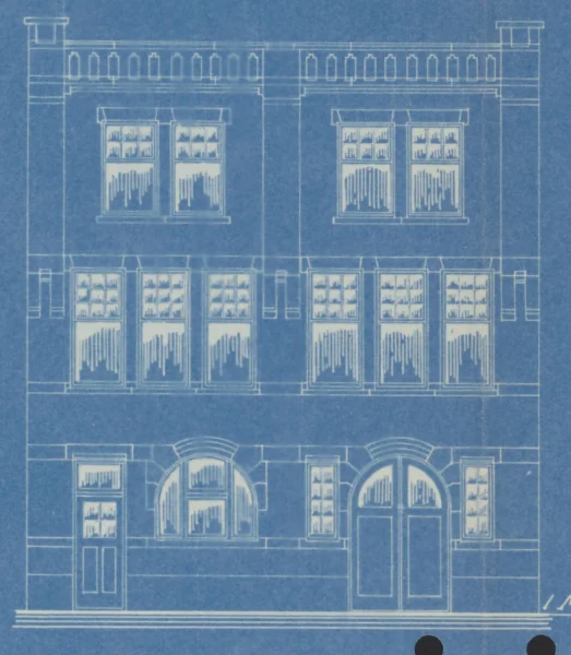 Afbeelding uit: 1907. Het ontwerp van de voorgevel.