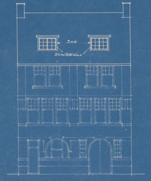 Afbeelding uit: 1929. Aanzicht met de nieuwe kap.