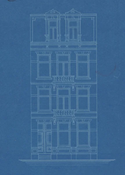Afbeelding uit: 1895. Ontwerp van de voorgevel van nummer 31. De gevel van 29 is het spiegelbeeld ervan.