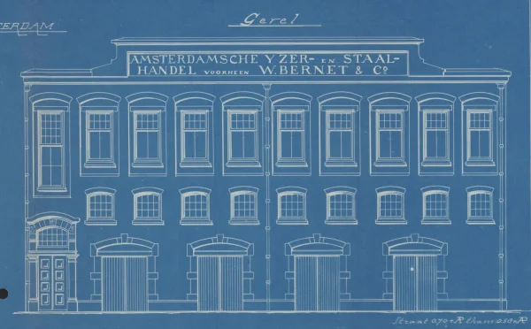 Afbeelding uit: 1912. Ontwerp van de gevel aan de Onbekendegracht.