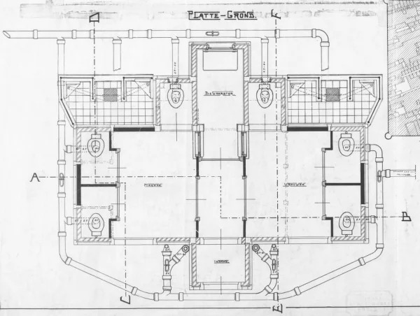 Afbeelding uit: 1915. Plattegrond van het privaatgebouw.