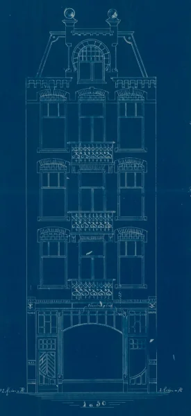 Afbeelding uit: 1906. Ontwerp van het winkelpand dat hier tussen 1906 en 1920 stond.