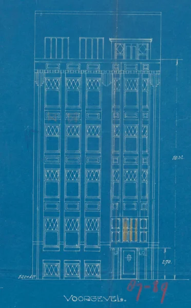 Afbeelding uit: 1919. Ontwerp van de voorgevel.