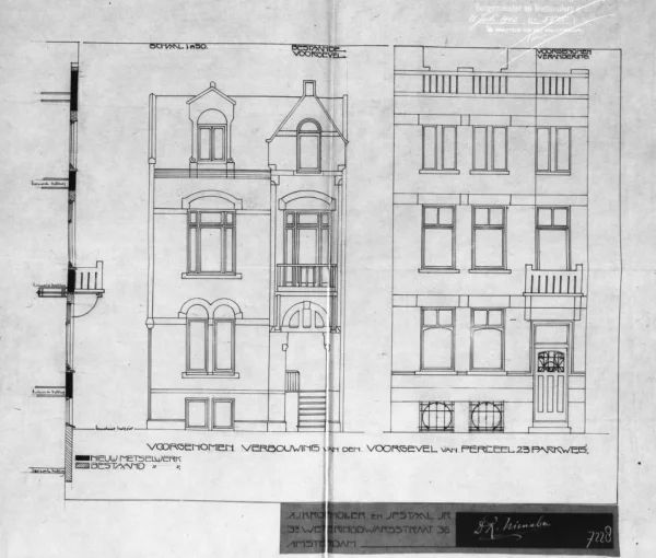 Afbeelding uit: 1902. Het ontwerp van Kropholler en Staal. Links de oude situatie en rechts de nieuwe.
Bron afbeelding: Stadsarchief.
