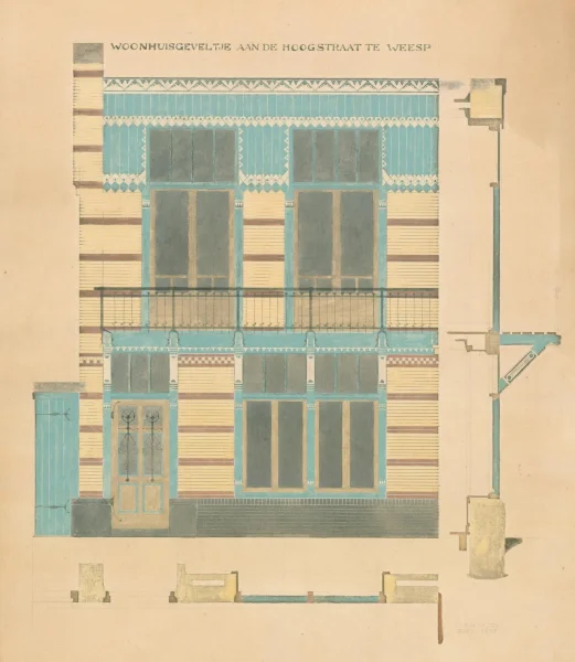 Afbeelding uit: 1895. "Woonhuisgeveltje aan de Hoogstraat te Weesp"