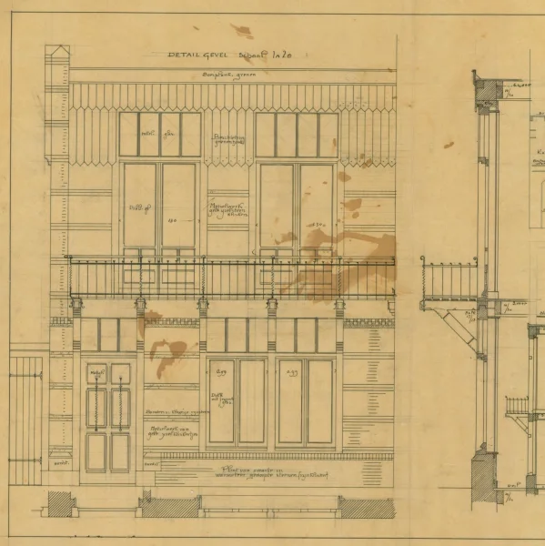 Afbeelding uit: 1895. Uitwerking van het ontwerp van de voorgevel.