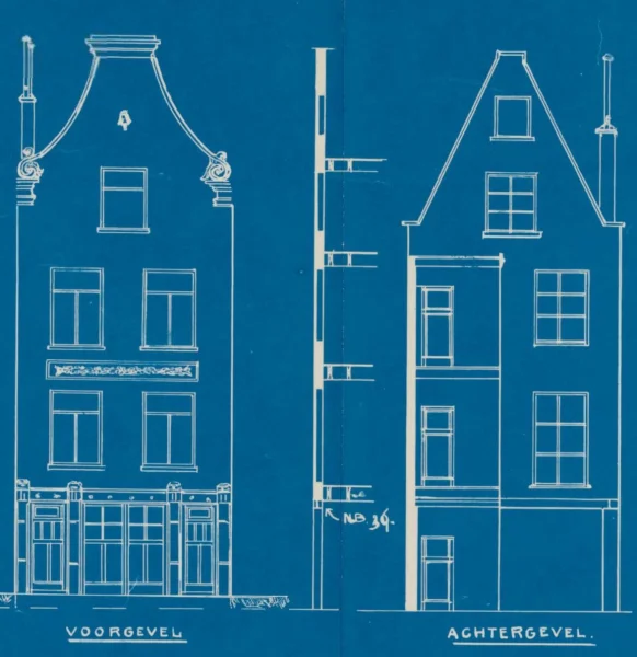 Afbeelding uit: 1914. Voor- en achtergevels na de verbouwing.