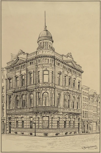 Afbeelding uit: 1913. De voorganger, een gebouw uit 1871 ontworpen door H.J. van den Brink en I. Gosschalk.
Bron afbeelding: Stadsarchief.