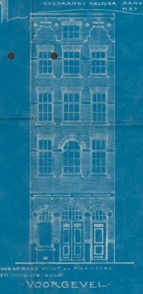 Afbeelding uit: 1909. Het ontwerp van de voorgevel.