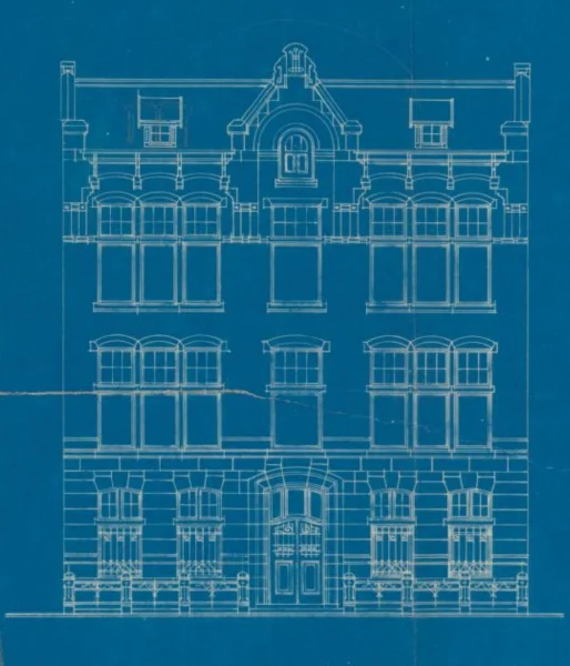 Afbeelding uit: 1908. Het ontwerp van de voorgevel.