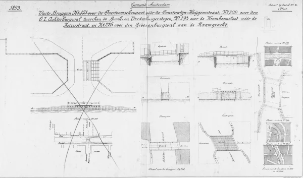 Afbeelding uit: 1893. Het vernieuwen van de brug gebeurde samen met de vernieuwing van bruggen 209 en 293.