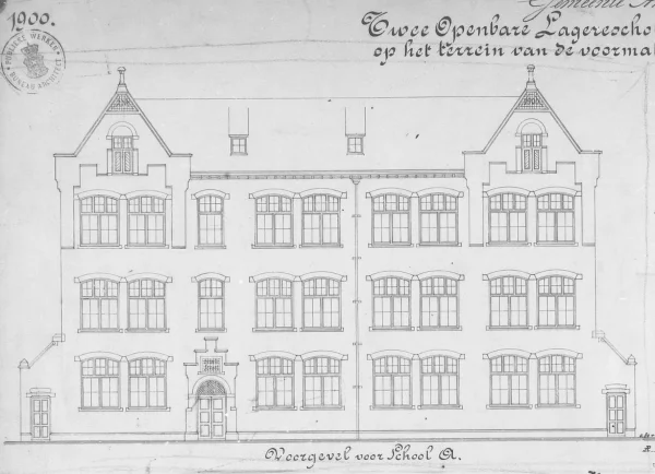 Afbeelding uit: 1900. Het ontwerp van de voorgevel.